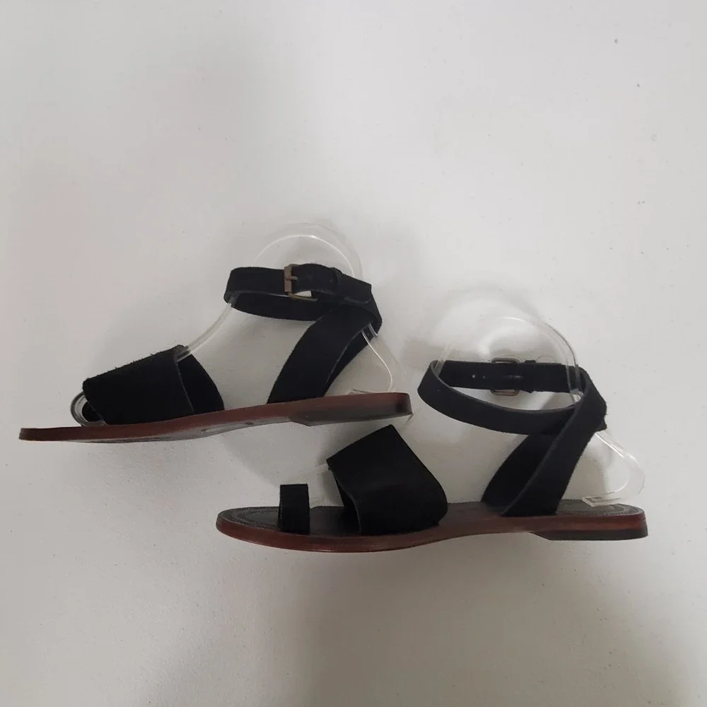 Free People Womens Suede Leather Gladiator Sandals Size 9 US 39 EU Black Neutral